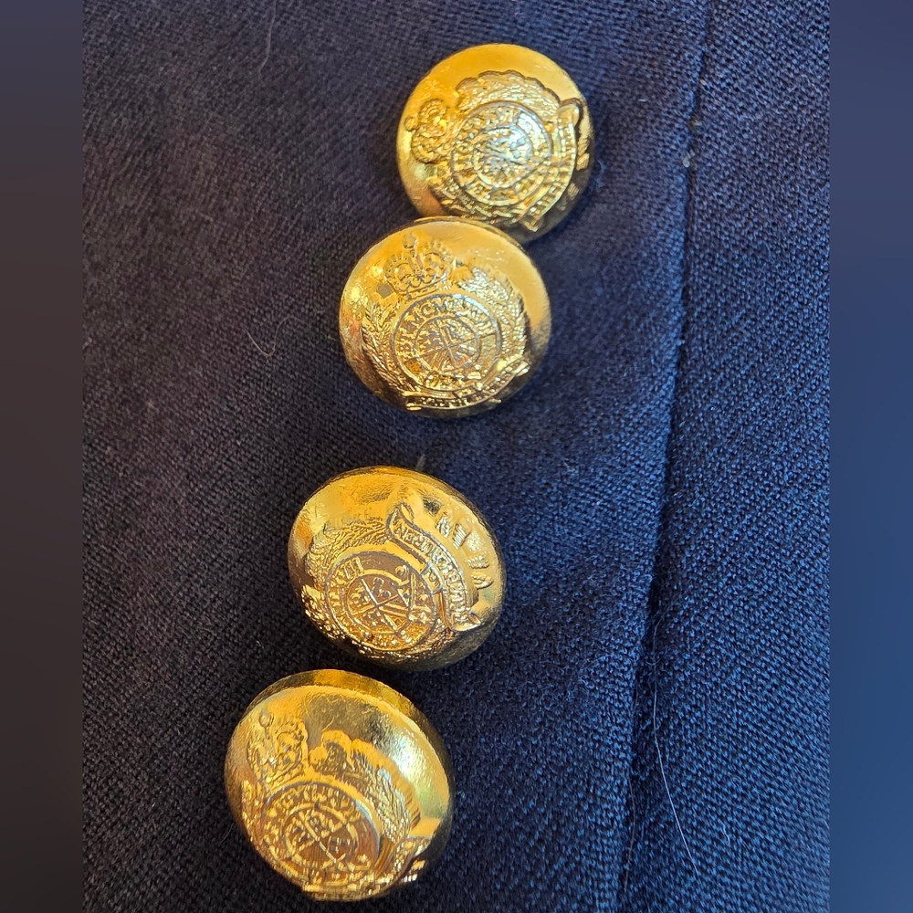 VTG Ralph Lauren Blue Label Wool Blazer Navy Blue Double Breasted Gold Buttons - Picture 6 of 11